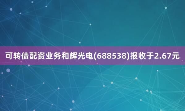 可转债配资业务和辉光电(688538)报收于2.67元