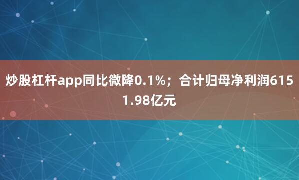 炒股杠杆app同比微降0.1%；合计归母净利润6151.98亿元